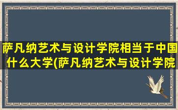 萨凡纳艺术与设计学院相当于中国什么大学(萨凡纳艺术与设计学院 排名)